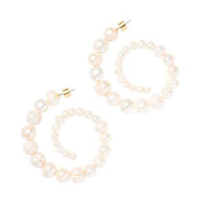 Frasier Sterling Bordeaux Swirl Hoop Earrings in Freshwater Pearl